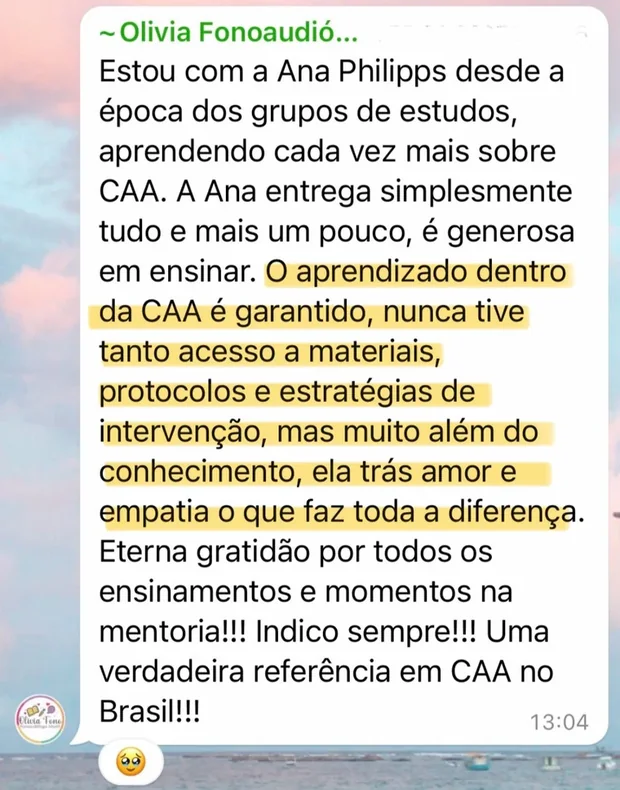 Depoimento de aluna sobre a formação com a Ana Philipps